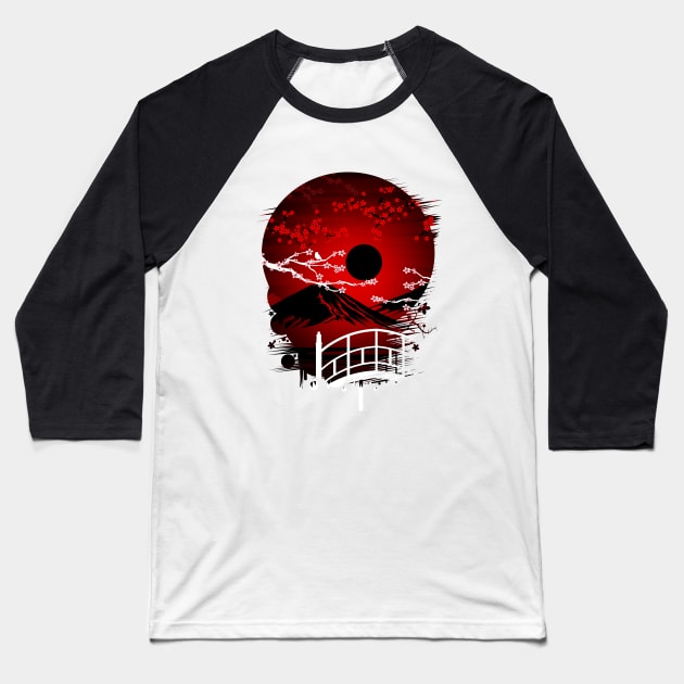 Red Blossom Baseball T-Shirt by adamzworld